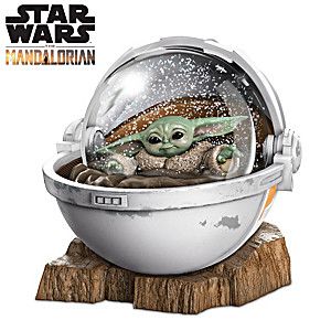 STAR WARS The Mandalorian The Child Glitter Globe Featuring A Fully Sculpted & Hand-Painted Pram Res