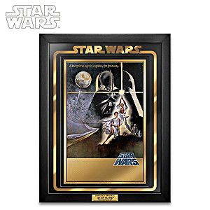 STAR WARS Heirloom-Quality 24K-Gold Movie Poster Framed Wall Decor Featuring The Iconic Design Of Th