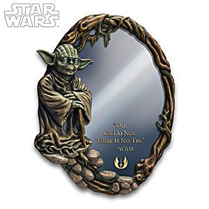 STAR WARS Yoda Jedi Master Shatterproof 20-Inch High Glass Mirror Featuring A Hand-Cast Yoda With On