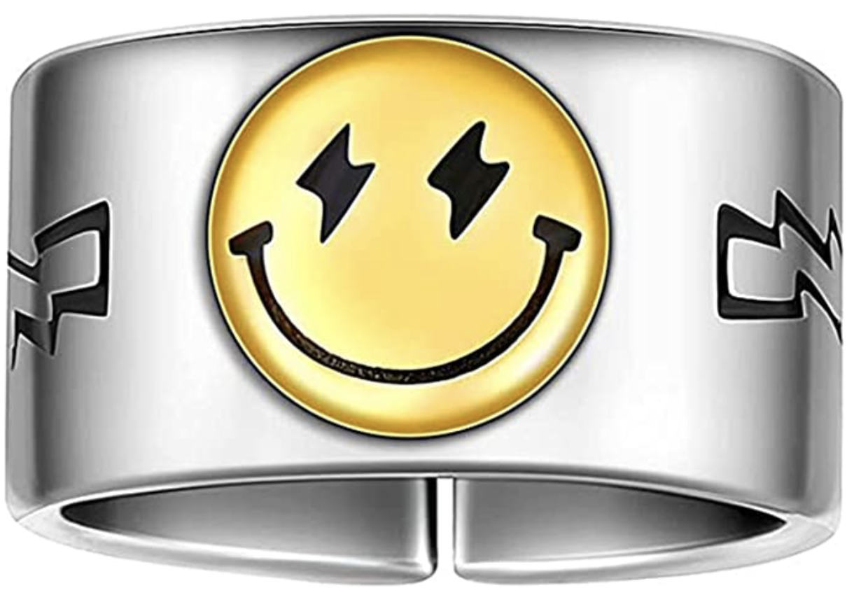 Amazon.com: Smiley Rings Wide Face Ring Smily Adjustable for Women Best Friend: Clothing, Shoes & Je