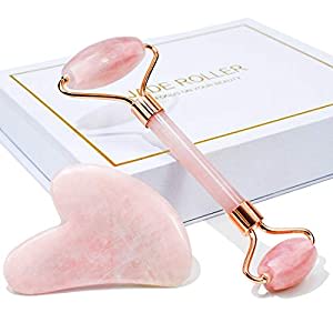 Amazon.com: Jade Roller & Gua Sha, Face Roller, Facial Beauty Roller Skin Care Tools, BAIMEI Rose Qu