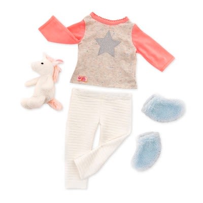 Our Generation Unicorn Wishes with Unicorn Plush Pajama Outfit for 18&#34; Dolls