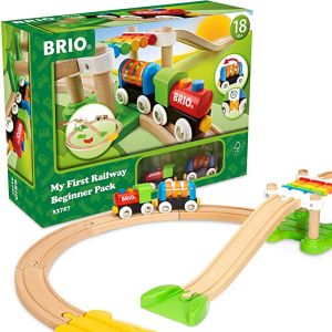 BRIO My First Railway – 33727 Beginner Pack | Wooden Toy Train Set for Kids Age 18 Month