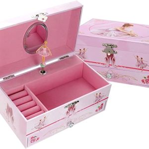 Sweet Musical Jewelry Box with Pullout Drawer and dancing Ballerina Girl Figurines Music