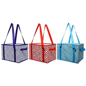 Earthwise Deluxe Collapsible Reusable Shopping Box Grocery Bag Set with Reinforced Bottom Storage Bo