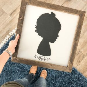 Custom child silhouette portrait framed child wood | Etsy