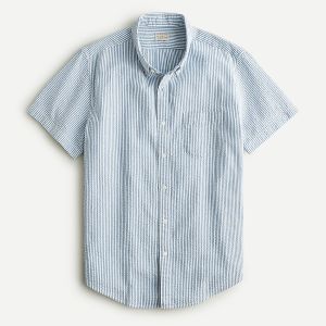 J.Crew: Slim Short-sleeve Seersucker Shirt In Stripe For Men