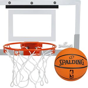 Spalding NBA Jam Over-The-Door Mini Basketball Hoop White/Orange, 18" x 10.5" : Sports 