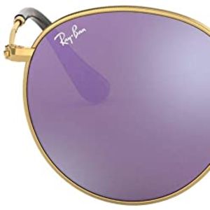 Amazon.com: Ray-Ban RB3447N Flat Lens Metal Round Sunglasses, Shiny Gold/Lilac Flash, 50 mm: Shoes