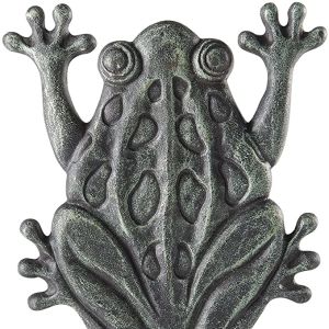 Upper Deck Cast Iron Frog Stepping Stone - Animal Garden and Yard Decor with Verdigris 