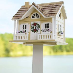 Wreath Cottage Birdhouse and Pedestal Pole Set | Birdhouses | Birds and Nature | Yard & Garden | Plo