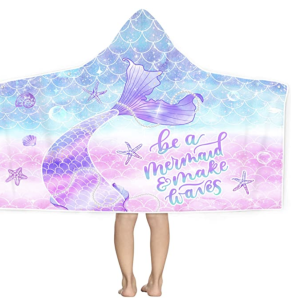 Amazon.com: Bonsai Tree Mermaid Kids Beach Towel with Hood, Mermaid Tail Microfiber Hooded Poncho To