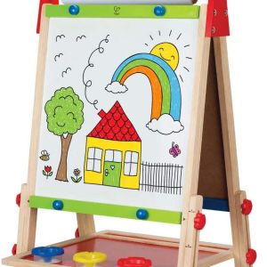 Hape Award Winning All-in-One Wooden Kid's Art Easel with Paper Roll and Accessories & H