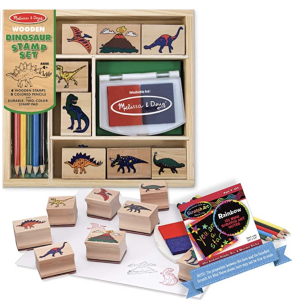 Amazon.com: Melissa & Doug Dinosaur: Wooden Stamp Set + Free Scratch Art Mini-Pad Bundle [16339] : T