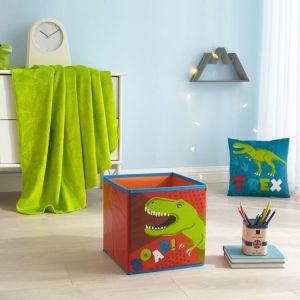 Your Zone Dinosaur Set for Kids, 3 Pieces Includes Storage Cube, Plush Throw and Decorative Pillow -