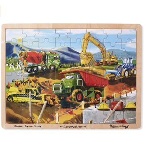 Amazon.com: Melissa & Doug Construction Vehicles Wooden Jigsaw Puzzle With Storage Tray (48 pcs) : M