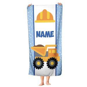 Amazon.com: Personalized Construction Truck Polycotton Towel for Kids - Boys Girls Baby Toddlers Inf