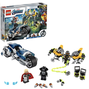 Amazon.com: LEGO Marvel Avengers Speeder Bike Attack 76142 Black Panther and Thor Buildable Superher