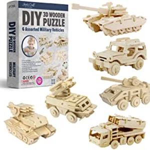 Amazon.com: Hands Craft DIY 3D Wooden Puzzle Bundle Set, Pack of 6 Miliatary Vehicles Brain Teaser P