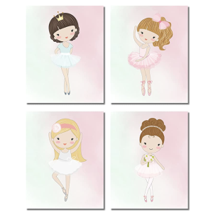 Amazon.com: Cute Ballerina Dancer Girl Prints - Bedroom Playroom Wall Art Decor Prints - Set of 4 (8