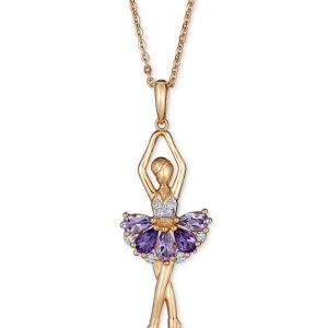 Macy's Multi-Gemstone Ballerina 18" Pendant Necklace (1-5/8 ct. t.w.) in 14k Gold-Plated Sterling Si