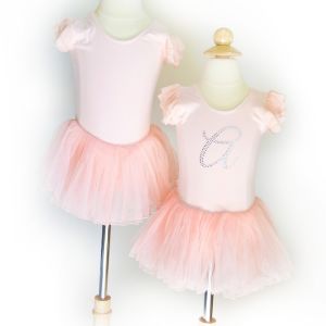 Girls Ballet Leotard Tutu Bodysuit in Peach With Personalized | Etsy