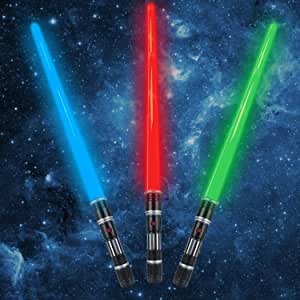 Amazon.com: 3 pack 3 colors Light Up Saber with FX Sound(Motion Sensitive) and Realistic Handle for 