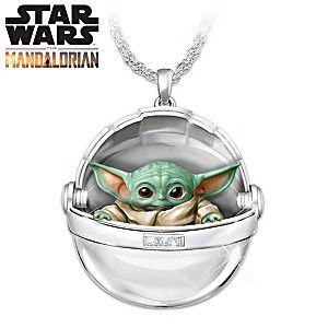 STAR WARS The Mandalorian Cutest Child In The Galaxy Hover Pram Pendant Necklace Featuring A Hinged 