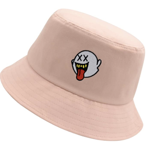Bucket Hat Unisex Distressed Boo 100% Cotton Cap Summer Travel Bucket Beach Sun Hat Cotton Embroider