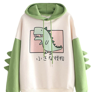 Women's Dinosaur Sweatshirt Long Sleeve Splice Tops Cartoon Cute Hoodies Teens Girls Casual Pullover