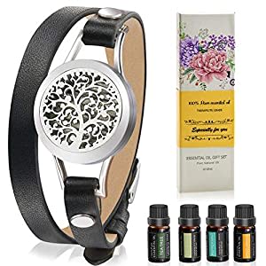 Amazon.com : Aromatherapy Essential Oil Leather Diffuser Bracelet w/Tea Tree, Lemongrass, Orange and