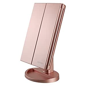 Amazon.com: deweisn Tri-Fold Lighted Vanity Mirror with 21 LED Lights, Touch Screen and 3X/2X/1X Mag