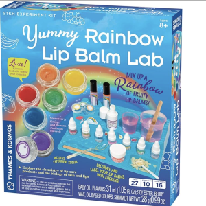 Amazon.com: Thames & Kosmos Yummy Rainbow Lip Balm Lab STEM Kit | Make Lip Balms & Glosses in a Rain