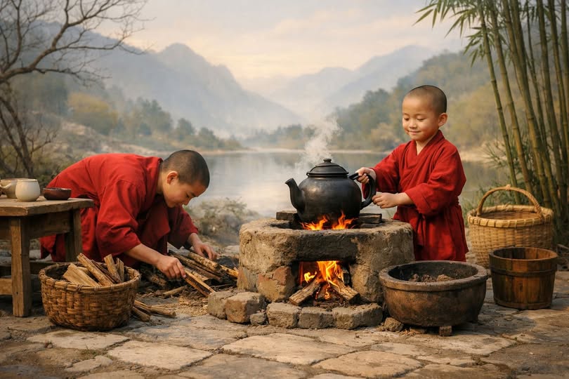 〈山居煮茶圖〉