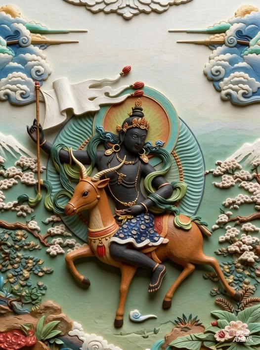 7,風神,手持旗幟,騎著鹿,守護西北方。