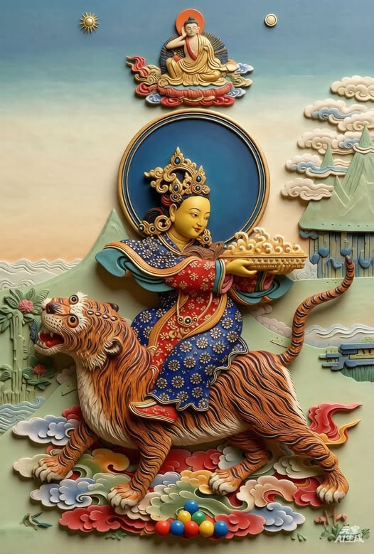 4，貞慧天女 ：身黃色、騎猛虎，執掌農田。