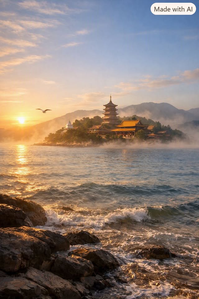 潮音入定歌——題寶善島大乘定心寺 2