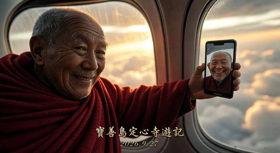 《漁歌子·題古漢魂住持雲遊歸來自拍》