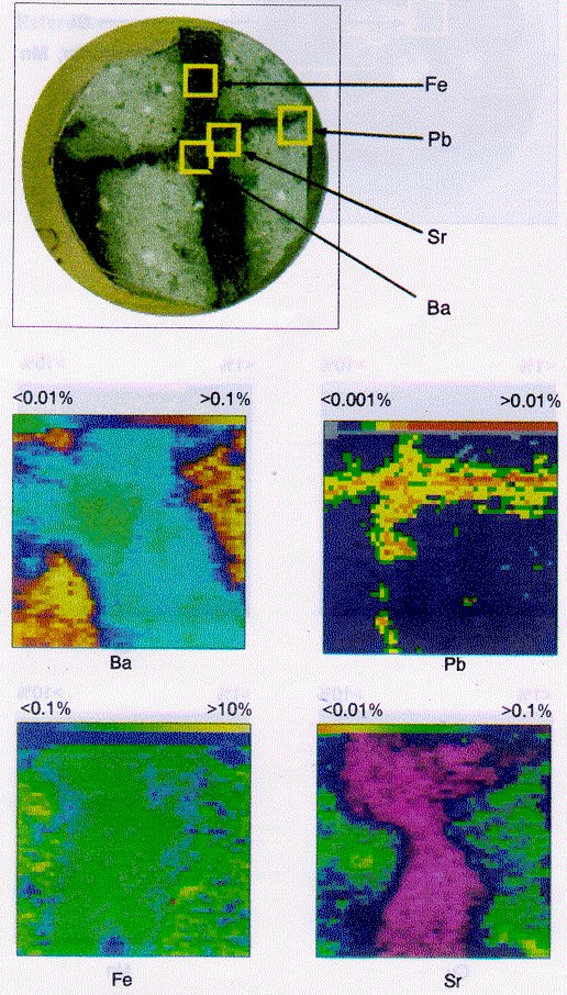 Elemental distribution mapping for granite rock section