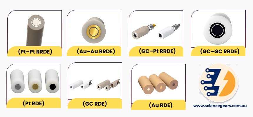Frame 49.png Platinum–Platinum Rotating Ring-Disk Electrode (Pt–Pt RRDE) , Gold–Gold Rotating Ring-Disk Electrode (Au–Au RRDE) , Glassy Carbon–Platinum Rotating Ring-Disk Electrode (GC–Pt RRDE) ,Glassy Carbon–Glassy Carbon Rotating Ring-Disk Electrode (GC–GC RRDE) ,Platinum Rotating Disk Electrode (Pt RDE) ,Glassy Carbon Rotating Disk Electrode (GC RDE) ,Gold Rotating Disk Electrode (Au RDE)