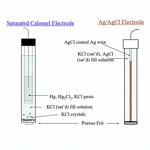 Saturated calomel electrode (SCE) arrangement