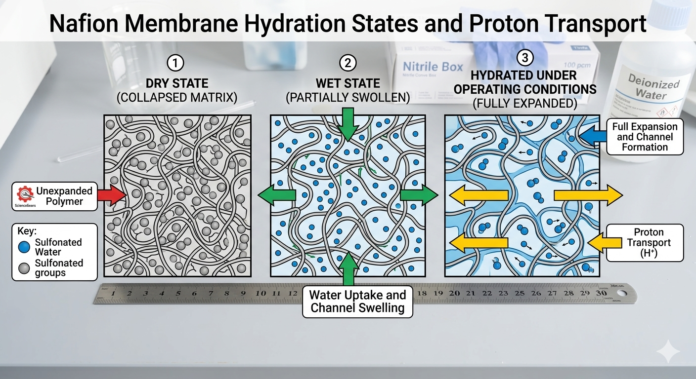 Comparison of Nafion 117 and Nafion 212 membrane thickness.png Comparison of Nafion 117 and Nafion 212 membrane thickness, showing the physical difference between the two most commonly used Nafion grades in electrochemical research