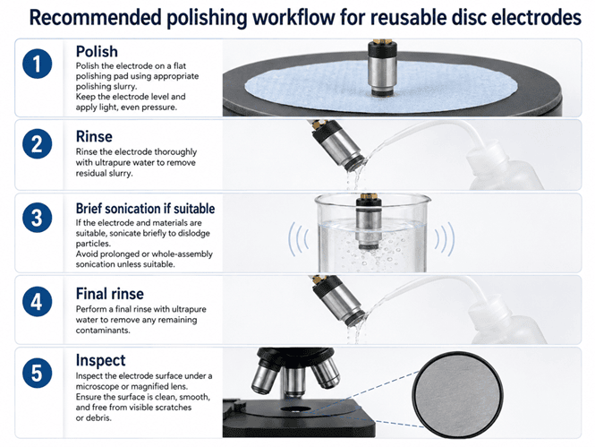 Bar chart illustrating qualitative practical hardness and  polishing-wear resistance trend of seven electrode materials  from softest to hardest.