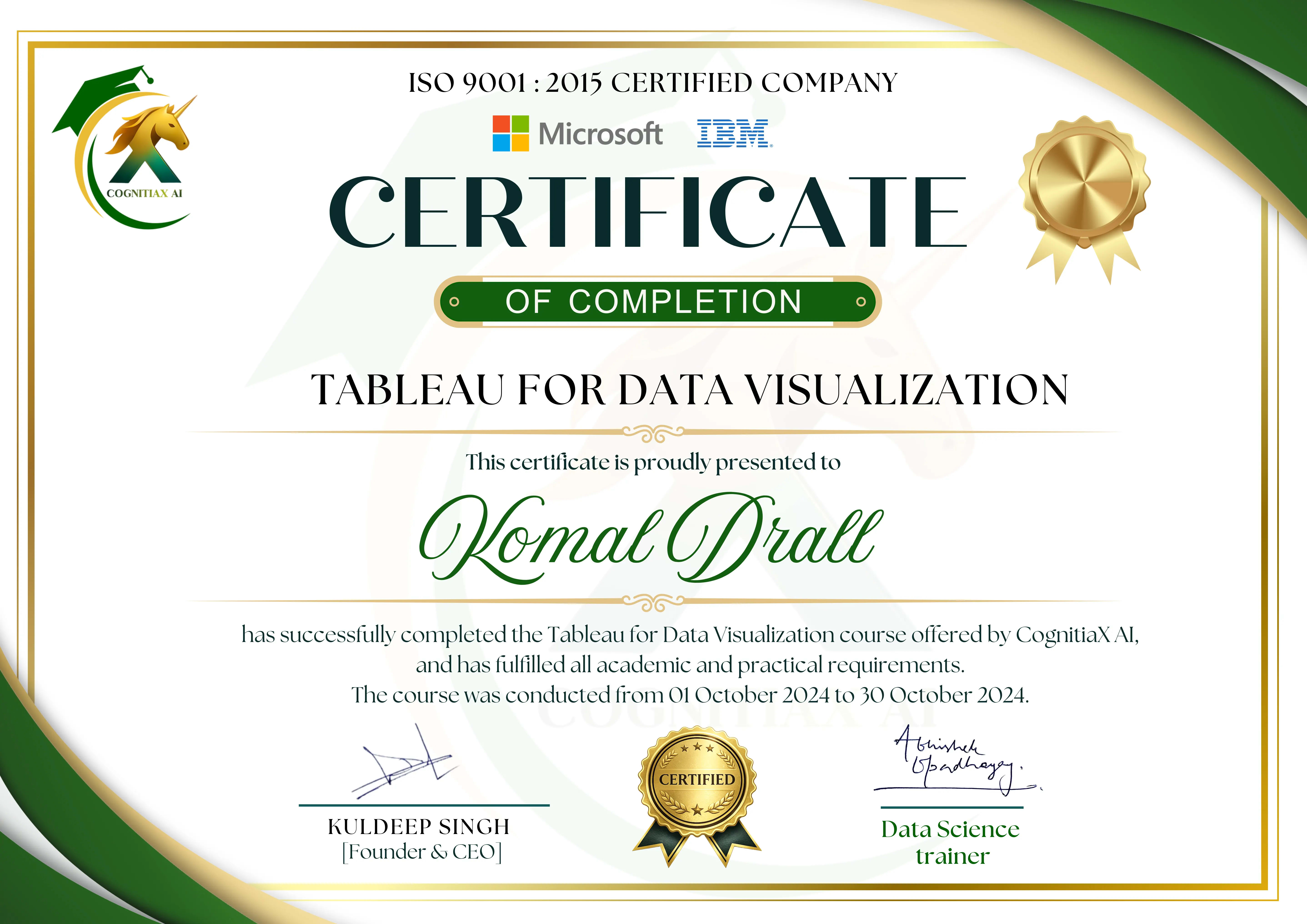Tableau Course Certification - Data Visualization Training
