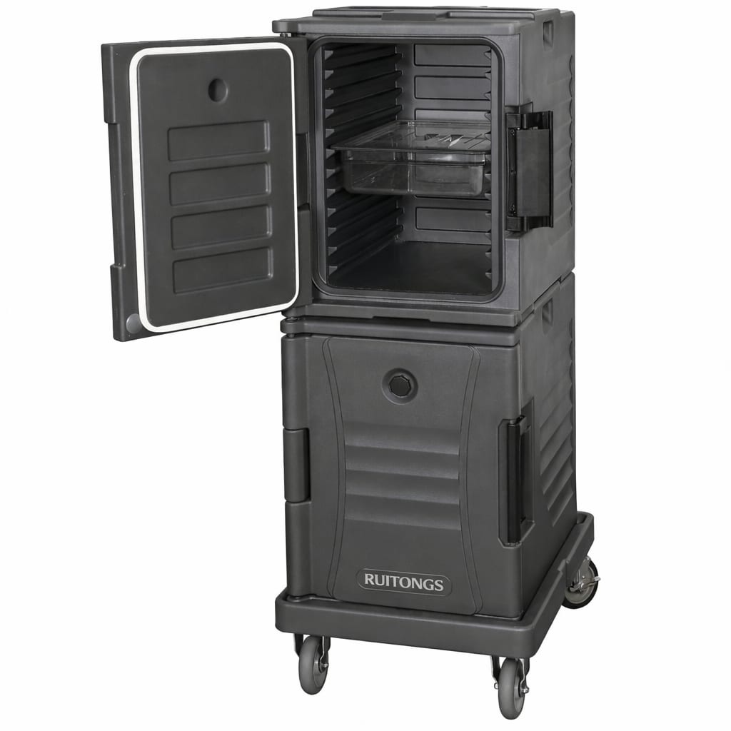 Front Loading Food Pan Carrier 12 Pan Capacity with Dolly and Strap from RUITONGS