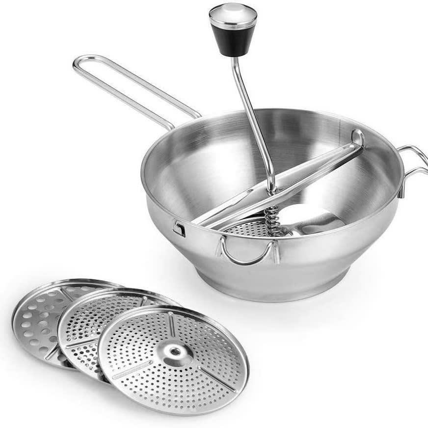 Stainless Steel Manual Food Mill with 3 Interchangeable Discs from RUITONGS