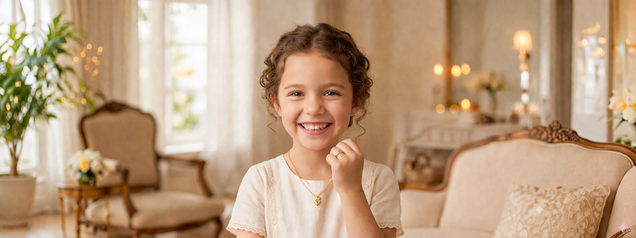 Child wearing a fine necklace