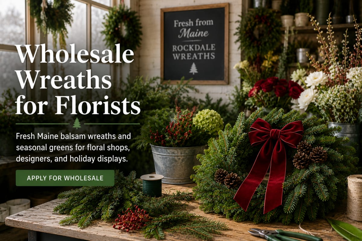 Fresh Maine balsam wholesale wreaths for florists