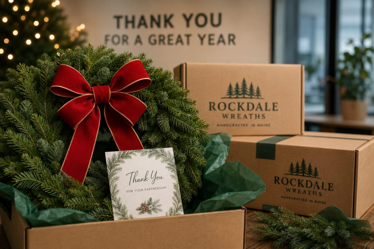Corporate holiday wreath gifts from Rockdale Wreaths