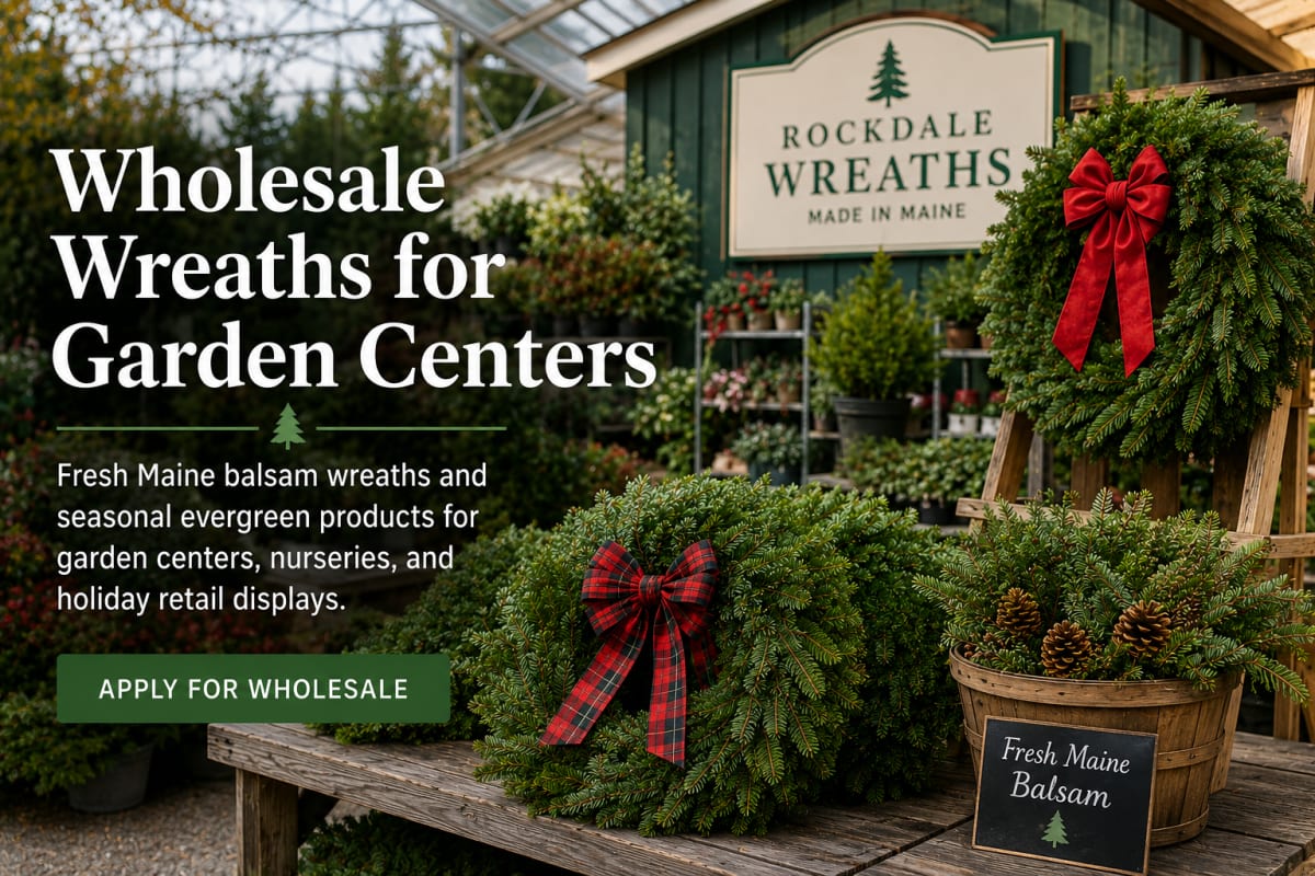 Fresh Maine balsam wholesale wreaths for garden centers